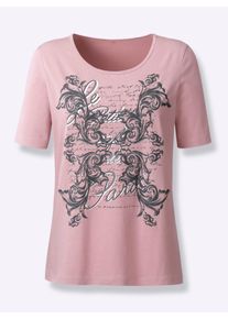 Classic Basics Damen T-Shirt "Kurzarm-Shirt", rosa, Gr. 52, gemustert, mehrfarbig, 100% Baumwolle, Shirts