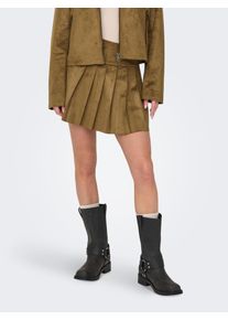 Only Damen Minirock "ONLTULIP FAUX SUEDE PLEAT SKIRT OTW", braun, modisch, Gr. L, unifarben, Web, Obermaterial: 90% Polyester, 10% Elasthan, Röcke