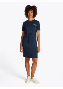 Tommy Hilfiger Damen Shirtkleid "HILFIGER TEE DRESS", blau, casual, Gr. XXXL, unifarben, Jersey, Obermaterial: 100% Baumwolle, Kleider, mit Logo