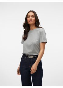 Véro Moda VERO MODA Damen Kurzarmshirt "VMPAULINA SS T-SHIRT GA JRS NOOS", grau, modisch, Gr. L, unifarben, Jersey, Obermaterial: 100% Baumwolle, Shirts