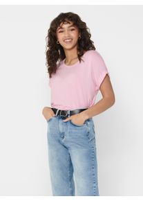 Only Damen T-Shirt "ONLMOSTER S/S O-NECK TOP NOOS JRS", pink, casual, Gr. XS, unifarben, Jersey, Obermaterial: 75% Viskose, 20% Polyester, 5%