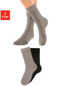 Lavana Damen Socken, Gr. 35, schwarz, Polyester, unifarben, Rippstruktur, Socken, in modischem Rippstrick