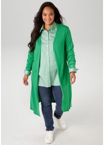 ANISTON PLUS Damen Strickjacke, grün, casual, Gr. 48, unifarben, Feinstrick, Obermaterial: 80% Viskose, 20% Polyamid, Strickjacken, in trendiger