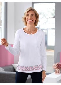 Classic Basics Damen Langarmshirt "Shirt", weiß, Gr. 54, gemustert, Norwegermuster, 100% Baumwolle, Shirts