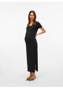 MAMALICIOUS Damen Jerseykleid "MLEVA SS JRS AL DRESS NOOS", schwarz, modisch, Gr. S, unifarben, Jersey, Obermaterial: 95% Baumwolle, 5% Elasthan,