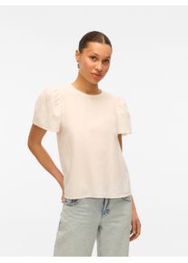 Véro Moda VERO MODA Damen Kurzarmbluse "VMPRETTY SS TOP WVN GA NOOS", weiß, modisch, Gr. L, unifarben, Web, Obermaterial: 100% Baumwolle, Blusen