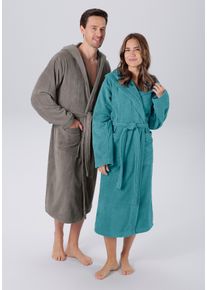 Unisex-Bademantel my home, grau, Veloursfrottier, Hausmäntel, "Regona, ideal für Sauna & Spa, Hotelbademantel, Morgenmantel", für Damen & Herren, mit