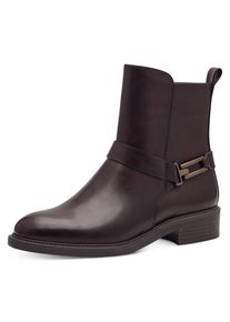 Tamaris Damen Stiefelette, Gr. 40, braun, Lederimitat, unifarben, klassisch, Schuhe, Blockabsatz, Businessschuh mit eleganter Zierschnalle
