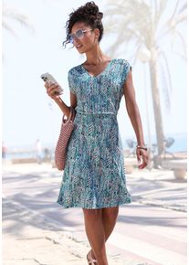 Vivance Damen Sommerkleid, bunt, modisch, Gr. 36, bedruckt, Jersey, Obermaterial: 100% Viskose, Kleider, mit Alloverdruck, kurzes Jerseykleid, casual