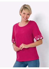 Classic Basics Damen Kurzarmshirt "Kurzarm-Shirt", pink, Gr. 52, bedruckt, gemustert, mehrfarbig, 100% Baumwolle, Shirts
