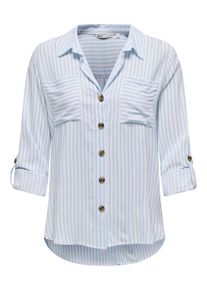Only Damen Hemdbluse "OnlyASMIN SHIRT L/S WVN NOOS"cashmere blau stripes:weiß, casual, Gr. XL, gestreift, Web, Obermaterial: 100% Viskose, Blusen