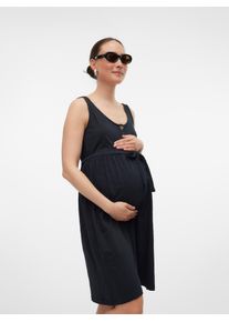MAMALICIOUS Damen Umstandskleid "MLEVI LIA SL JRS ABK DRESS 2F NOOS", schwarz, modisch, Gr. M, unifarben, Jersey, Obermaterial: 100% Baumwolle,