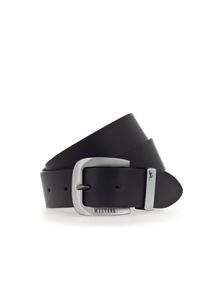 Mustang Damen Ledergürtel, schwarz, casual,modisch, Gr. 130, unifarben, Rindsleder, Gürtel, Überlänge, Dornschließe in geschwärztem Silber, 3,5 cm