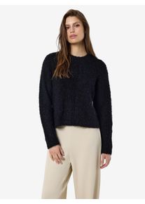Noisy may Damen Rundhalspullover "NMSASSY L/S O-NECK KNIT FWD NOOS", schwarz, modisch, Gr. M, unifarben, Strick, Obermaterial: 69% Polyester, 31%