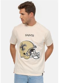 Recovered Herren T-Shirt "NFL Saints Helmet Relaxed", braun, casual, Gr. L, bedruckt, 100% Baumwolle, Shirts, für alle Fans der New Orleans Saints
