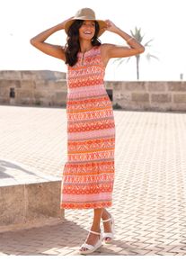 Classic Basics Damen Sommerkleid "Kleid", orange, Gr. 40, gemustert, ethno, mehrfarbig, bedruckt, Jersey, Single Jersey, 100% Baumwolle, Kleider
