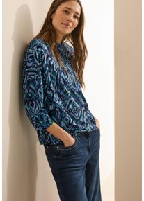 Cecil Damen 3/4-Arm-Shirt, blau, casual, Gr. XXL, bedruckt, Jersey, Obermaterial: 50% Baumwolle, 50% Modal, Shirts, mit All-Over Print