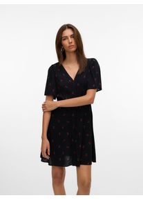 Véro Moda VERO MODA Damen Minikleid "VMALBA SS SHORT DRESS WVN NOOS"schwarz aop:cherries, modisch, Gr. L, bedruckt, Web, Obermaterial: 100% Viskose, Kleider