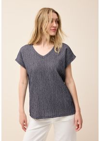 Cecil Damen T-Shirturban navy blau, casual, Gr. L, bedruckt, Stoff, 91% Polyester, 9% Elasthan, Shirts, mit abgerundetem V-Ausschnitt
