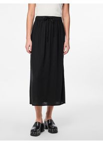 Pieces Damen Sommerrock "PCPIA MW ANKLE SKIRT WVN NOOS", schwarz, modisch, Gr. XS, unifarben, Web, Obermaterial: 70% Viskose, 30% Leinen, Röcke, mit