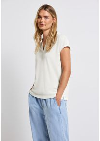 Street One Damen Poloshirt, weiß, casual, Gr. 44, unifarben, Stoff, 49% Viskose, 46% Polyester, 5% Elasthan, Shirts, aus elastischem Materialmix