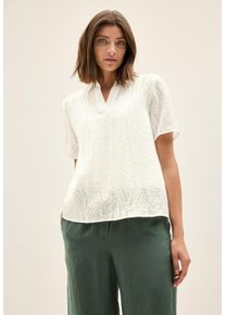 Cecil Damen Kurzarmbluse, weiß, casual, Gr. XXL, unifarben, Stoff, 75% Viskose, 25% Polyester, Blusen, aus softem Materialmix