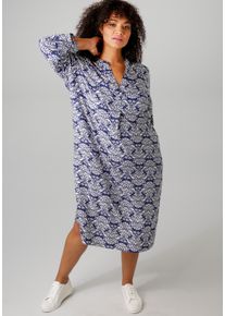 ANISTON PLUS Damen Sommerkleid, blau, modisch, Gr. 44, Obermaterial: 100% Viskose, Kleider, mit farbharmonischem, graphischem Druck