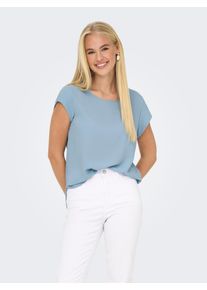 Only Damen Kurzarmbluse "ONLVIC S/S SOLID TOP NOOS PTM"soft chambray, modisch, Gr. 34, unifarben, Web, Obermaterial: 97% Polyester, 3% Elasthan,