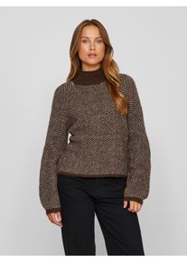 Vila Damen Stehkragenpullover "VILORY HIGH NECK L/S KNIT TOP - NOOS", braun, modisch, Gr. XXL, meliert, Strick, Obermaterial: 45% Polyamid, 39%