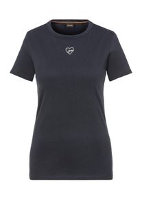 BOSS Orange Damen T-Shirt "Elogo Premium Damenmode", blau, casual, Gr. S, unifarben, Single Jersey, Obermaterial: 100% Baumwolle, Shirts, mit Graphic