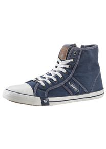 Mustang Shoes Herren Sneaker, Gr. 44, blau, Textil, sportlich, Schuhe, Schnürboots, Bikerboots mit Reißverschluss