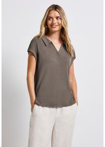 Street One Damen Poloshirtschwarz tumbled beige, casual, Gr. 36, unifarben, Stoff, 49% Viskose, 46% Polyester, 5% Elasthan, Shirts, aus elastischem