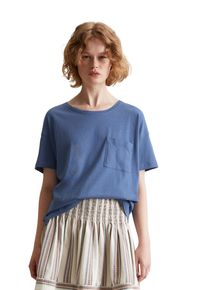 Marc O'Polo Damen T-Shirt "aus softem Organic Cotton"cerulean blau, Gr. XS, MARC O'POLO DENIM, unifarben, Obermaterial: 100% Baumwolle, Shirts