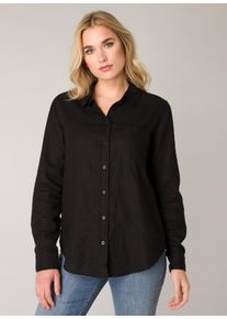 Base Level Damen Hemdbluse "Yael", schwarz, casual, Gr. 44, Single Jersey, Obermaterial: 55% Leinen, 45% Viskose, Blusen