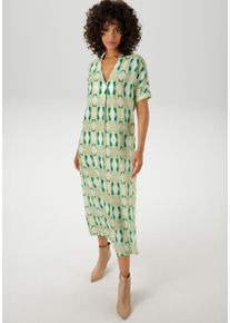 Aniston CASUAL Damen Sommerkleid, grün, modisch, Gr. 48, bedruckt, gemustert, Web, Obermaterial: 100% Viskose, Kleider, mit farbharmonische,.