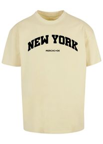 Merchcode Herren T-Shirt "Merchcode Herren New York Wording - Heavy Oversize Tee", gelb, casual, Gr. M, bedruckt, 100% Baumwolle, Shirts