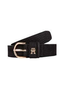 Tommy Hilfiger Damen Ledergürtel "ESSENTIAL EFFORTLESS 2.5 NUBUCK", schwarz, casual, Gr. 70, unifarben, Rindsleder, Gürtel, Logoemblem, weiche Haptik