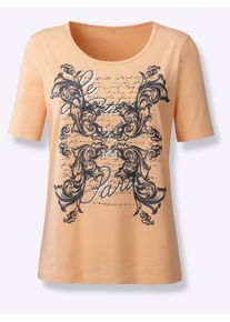 Classic Basics Damen T-Shirt "Kurzarm-Shirt", orange, Gr. 48, gemustert, mehrfarbig, 100% Baumwolle, Shirts