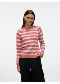 Véro Moda VERO MODA Damen Rundhalspullover "VMDOFFY LS O-NECK BLOUSE GA NOOS", rosa, modisch, Gr. XS, gestreift, Strick, Feinstrick, Obermaterial: 94%
