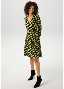 Aniston CASUAL Damen Wickelkleid, grün, feminin, Gr. 34, bedruckt, geblümt, Single Jersey, Obermaterial: 95% Viskose, 5% Elasthan, Kleider, mit