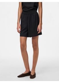 Pieces Damen Shorts "PCPIA MW SHORTS WVN NOOS", schwarz, modisch, Gr. XS, unifarben, Web, Obermaterial: 70% Viskose, 30% Leinen, Hosen, mit Leinen