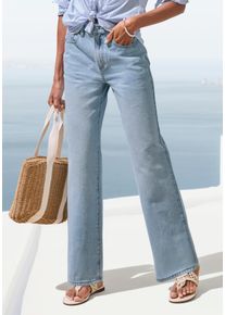 Lascana Damen Weite Jeans, blau, modisch, Gr. 34, unifarben, Denim/Jeans, Obermaterial: 100% Baumwolle, Jeans, mit hohem Bund und 5-Pocket-Style,