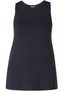 Damen Trägertop, blau, casual, Gr. 50, Base Level Curvy, unifarben, Jersey, Obermaterial: 94% Viskose, 6% Elasthan, Tops, Hüftbedeckender Schnitt mit