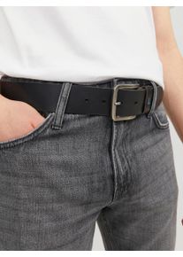 Jack & Jones JACK & JONES Damen Ledergürtel "JACFLAG LEATHER BELT 4 CM NOOS", schwarz, casual, Gr. 80, unifarben, Büffelleder, Gürtel