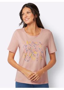 Classic Basics Damen Kurzarmshirt "Kurzarm-Shirt", rosa, Gr. 56, geblümt, gemustert, mehrfarbig, 100% Baumwolle, Shirts