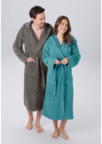Unisex-Bademantel my home, blau, Veloursfrottier, Hausmäntel, "Regona, ideal für Sauna & Spa, Hotelbademantel, Morgenmantel", für Damen & Herren, mit
