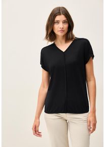 Cecil Damen T-Shirt, schwarz, casual, Gr. S, unifarben, Stoff, 55% Polyester, 45% Viskose, Shirts, 2in1 Optik