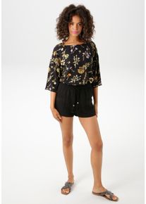 Aniston CASUAL Damen Schlupfbluse, schwarz, modisch, Gr. 36, bedruckt, geblümt, Web, Obermaterial: 100% Viskose, Blusen, mit farbharmonischen