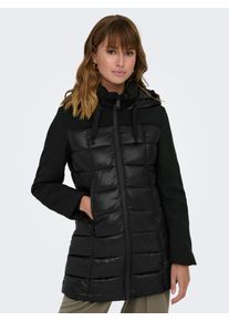 Only Damen Steppmantel "ONLSOPHIE MIX PUFFER CC OTW", schwarz, modisch, Gr. S, unifarben, Steppware, Obermaterial: 100% Nylon, Mäntel