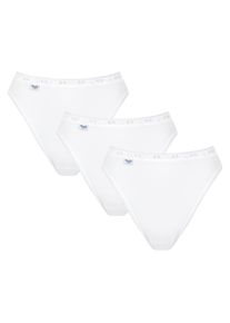 Sloggi Damen Tai-Slip "Basic+ Tai 3P", Gr. 36, weiß, Obermaterial: 95% Baumwolle, 5% Elasthan, unifarben, bedruckt, Unterhosen, mit kleinen Zierborten
